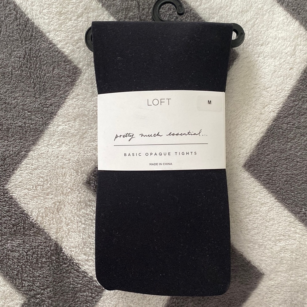 NEW - Ann Taylor LOFT Black Basic Opaque Tights - Medium